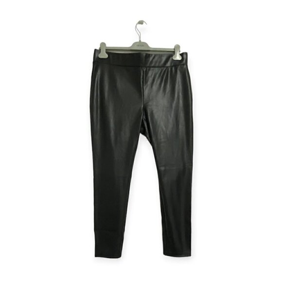 Loft Black Faux Leather Stretch Pants/Leggings, Size L - Picture 1 of 9